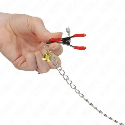 Bell 3-Way Nipple and Clitoral Clamps Red with 30cm Chain – Kink