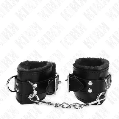 Handgelenkfesseln Schwarz Mit Schwarzer Leine – Kink