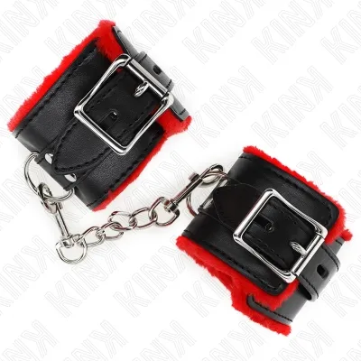 Handgelenkfesseln Mit Löchern Roter Und Schwarzer Leine – Kink