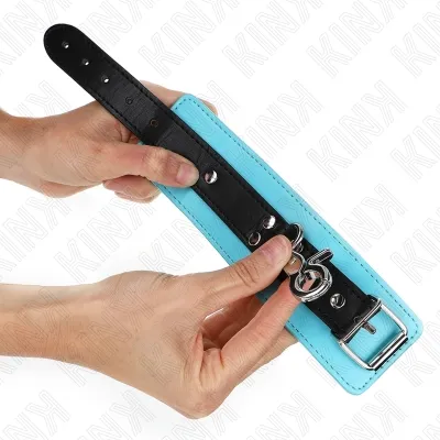 Premium Lockable Wrist Cuffs Black / Blue – Kink