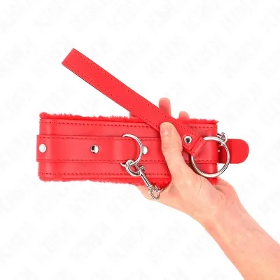 Collar and leash 65cm with restrictions, red – Kink