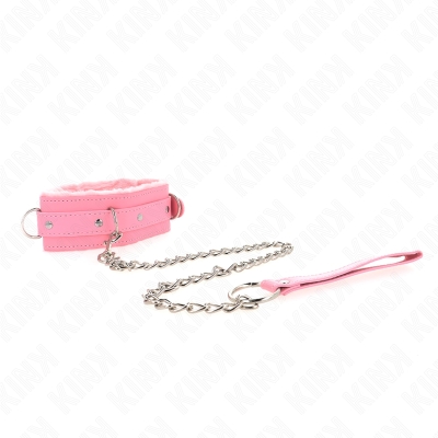 KINK - HALSBAND MIT LEINE 65 CM MIT EINSCHRÃNKUNGEN ROSA 36-42 CM X 5,5 CM