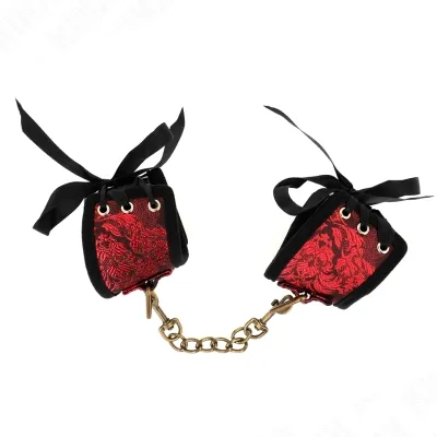 Scandal Wrist Cuffs Red-Black Lace Details – Kink