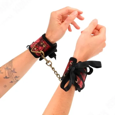 Scandal Wrist Cuffs Red-Black Lace Details – Kink