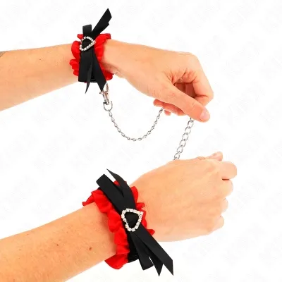 Elastische Handgelenksfesseln Aus Spitze Mit Roten Herzdetails – Kink
