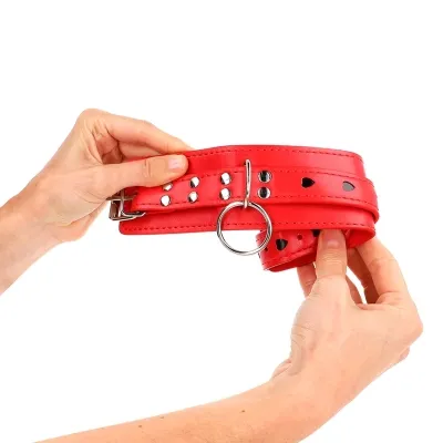 Rote Handgelenksfesseln Mit Schwarzer Herzeinlage – Kink