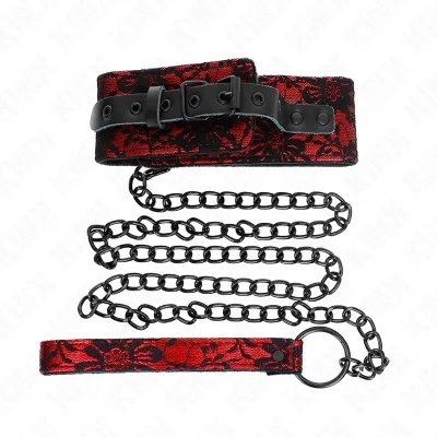 Lace necklace with leash and genuine leather belt, 105cm / 44 x 5.5cm – Kink