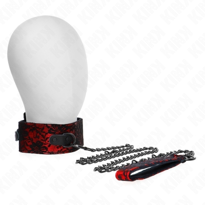 Lace necklace with leash and genuine leather belt, 105cm / 44 x 5.5cm | Kink