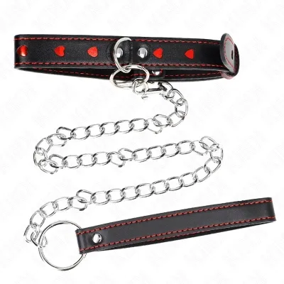 Necklace with leash 65cm, heart details 52.5 x 2.5cm – Kink