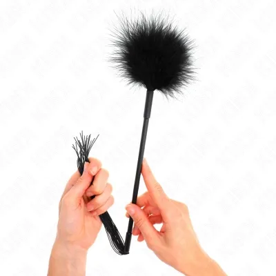 Silicone whip with feathers for tickling, 47cm – Kink