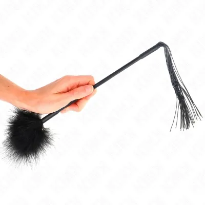 Silicone whip with feathers for tickling, 47cm – Kink