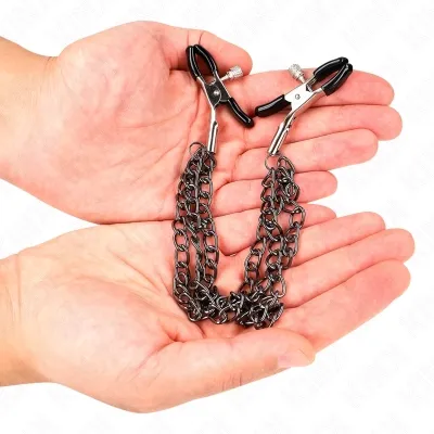 Nippelklemmen Mit 3 Ketten Schwarz 20/23/28cm – Kink