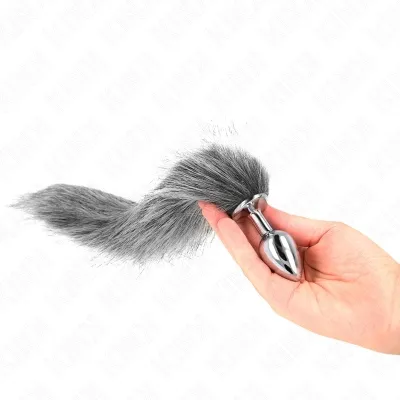 Anal Plug Size S 7 x 3cm With Plastic Tail Grey – Kink