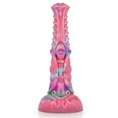 Colorful, textured object with organic design and vibrant colors on a white background.