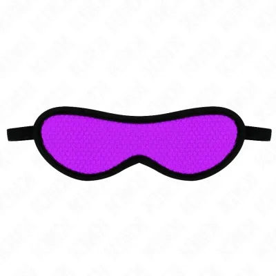 Purple sleep mask with black border and elastic band on a white background.