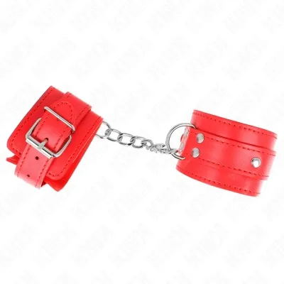 3 D-Ring Handgelenkfesseln Verstellbar Rot – Kink