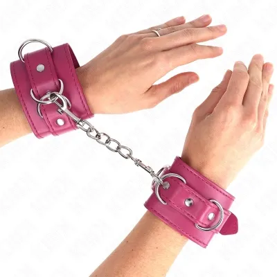 3 D-Ring Wrist Cuffs, Adjustable, Pink – Kink