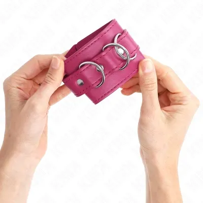 3 D-Ring Wrist Cuffs, Adjustable, Pink – Kink