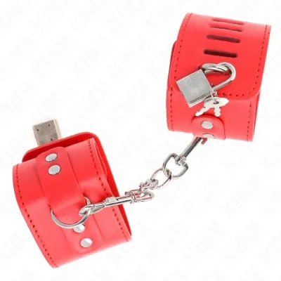 Wrist cuffs with lock closure, red – Kink