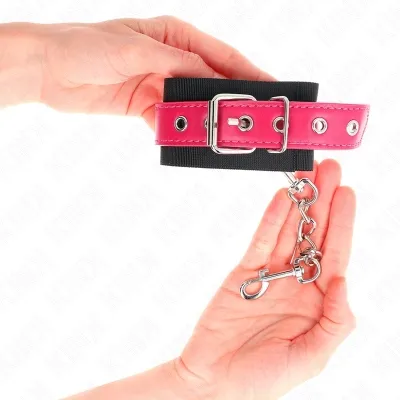 Nylon Handgelenkfesseln Schwarz Himbeerrosa – Kink
