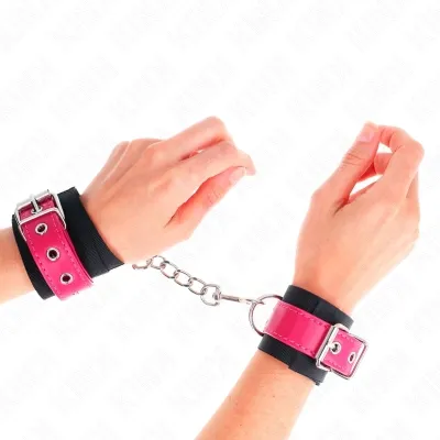 Nylon Handgelenkfesseln Schwarz Himbeerrosa – Kink