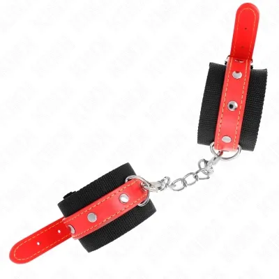 Nylon Handgelenkfesseln Schwarz Rot – Kink