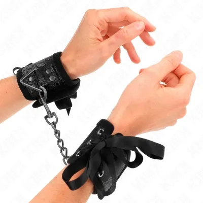 Scandal Wrist Cuffs Black Lace Details – Kink