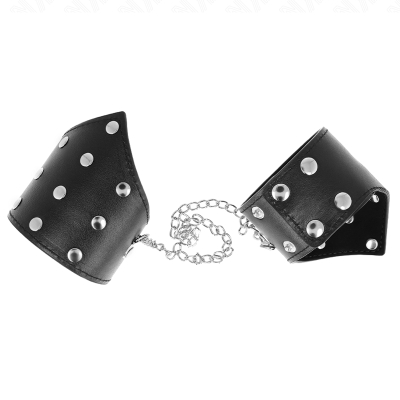 KINK - SCHWARZE ARMBÃNDER IM POINT-STIL MIT KETTE, VERSTELLBAR 17-23 CM X 8,5 CM