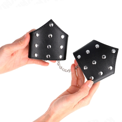 KINK - SCHWARZE ARMBÃNDER IM POINT-STIL MIT KETTE, VERSTELLBAR 17-23 CM X 8,5 CM