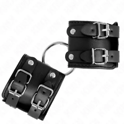 Feste Handgelenkfesseln Mit Ring Und Nieten Schwarz – Kink