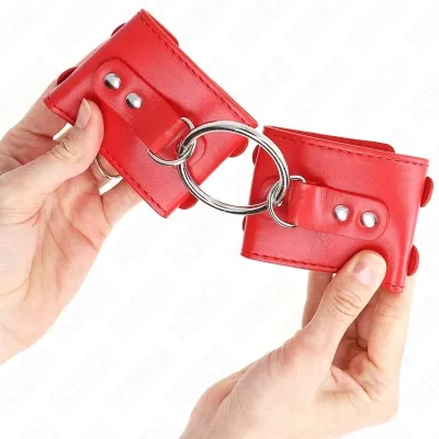 Feste Handgelenkfesseln Mit Ring Und Nieten Rot – Kink