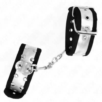 DãNne Handgelenksfesseln Schwarz / Silber 30 X 4cm – Kink