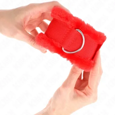 Pelzgefütterte Handgelenkfesseln Rot – Kink