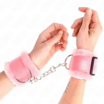 Pink fur-lined wrist cuffs – Kink