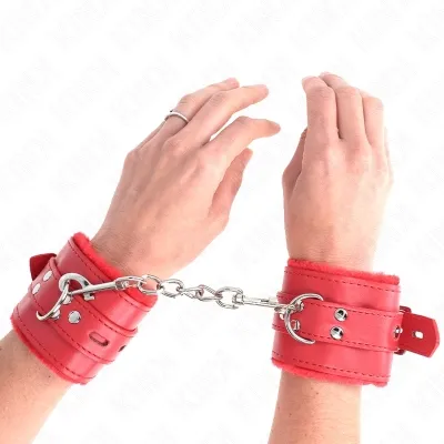 gefütterte Handgelenkfesseln Mit Löchern Rot – Kink