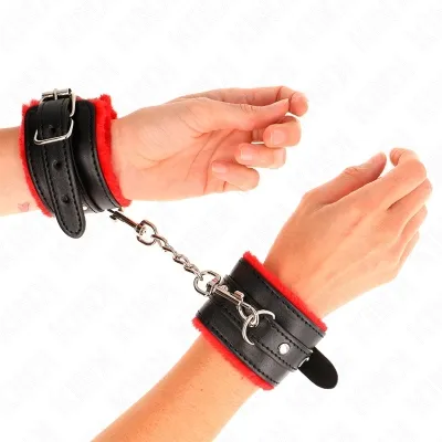 Premium Handgelenkfesseln gefüttert Rot – Kink