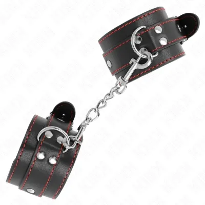 Handgelenkfesseln Schwarz Mit Rotem Futter – Kink
