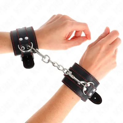 Handgelenkfesseln Schwarz Mit Rotem Futter – Kink