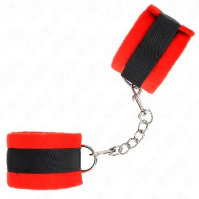 Beginner Fur Hand Cuffs Black-Red 30 x 7cm – Kink