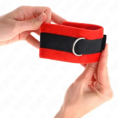 Beginner Fur Hand Cuffs Black-Red 30 x 7cm – Kink