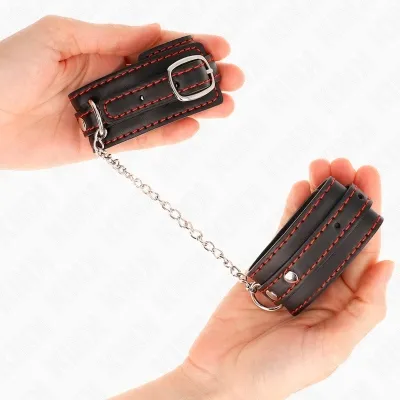 Kleine Handgelenksfesseln Schwarz Mit Rotem Futter – Kink