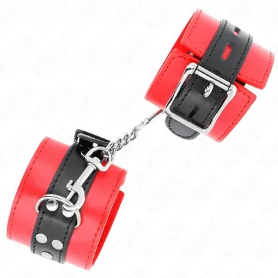 Red wrist cuffs with black belt – Kink