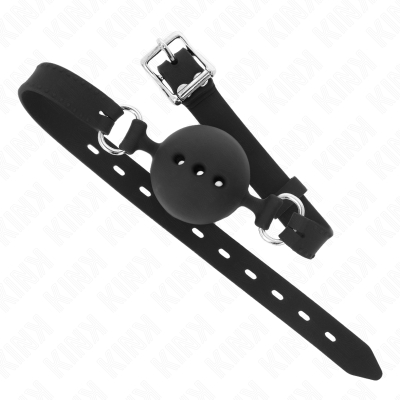 KINK - VOLLSILIKON-KLAPPEN 55 x 2 CM MIT 4,5 CM KUGEL GRÃSSE M SCHWARZ VERSTELLBAR 35-51 CM