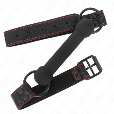 Bone gag with faux leather strap, black – Kink