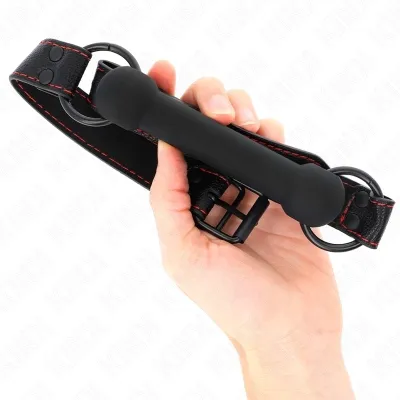 Bone gag with faux leather strap, black – Kink