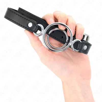 Gag with multiple O-rings, 5cm, black, 63 x 2.5cm – Kink