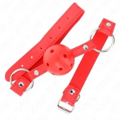 Atmungsaktiver Ball 4cm Knebel Mit Doppelniet Modell 1 Rot – Kink