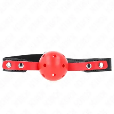 Red hollow ball 4cm gag black strap – Kink