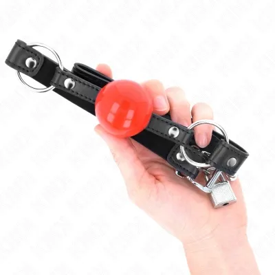 4cm Ball Gag with Lock, Red Ball, Black Strap – Kink