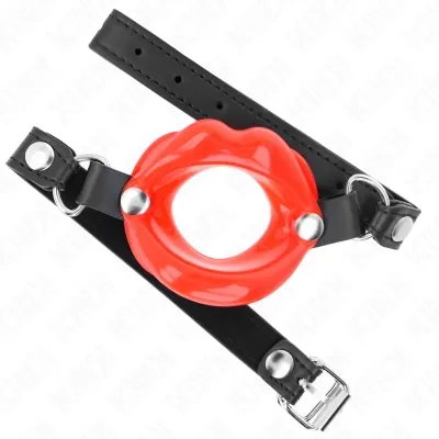 Lip 8cm Gag with Red Faux Leather Strap – Kink